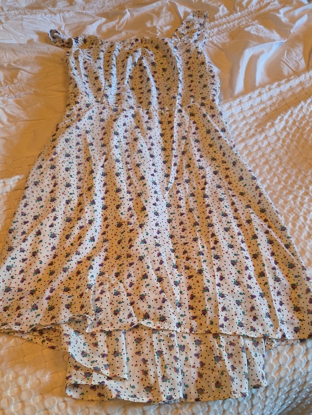 White Floral Ruffle Sundress Medium
